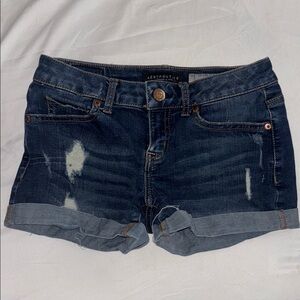 Aeropostale Blue Jean Shorts with Distressed Hem